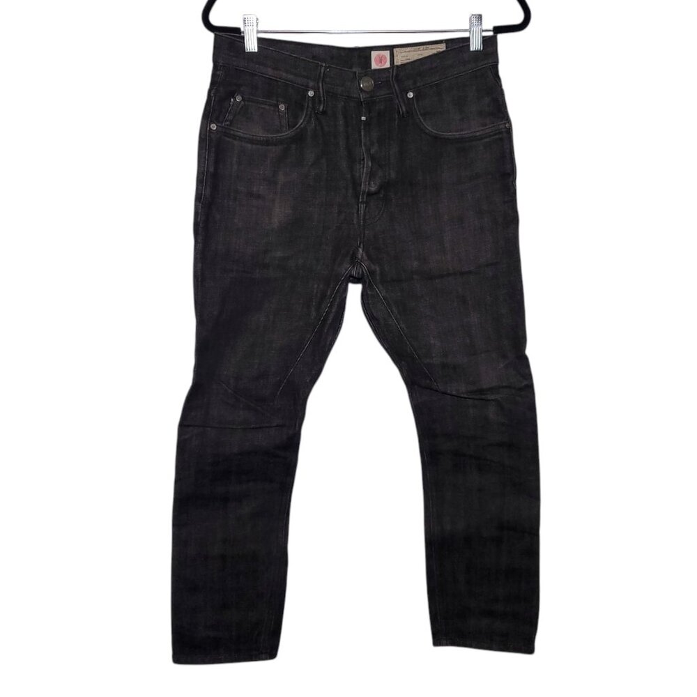 AllSaints Raw Short Kick Jeans Men's 28 Okayama Japan Selvedge Denim Dark Wash